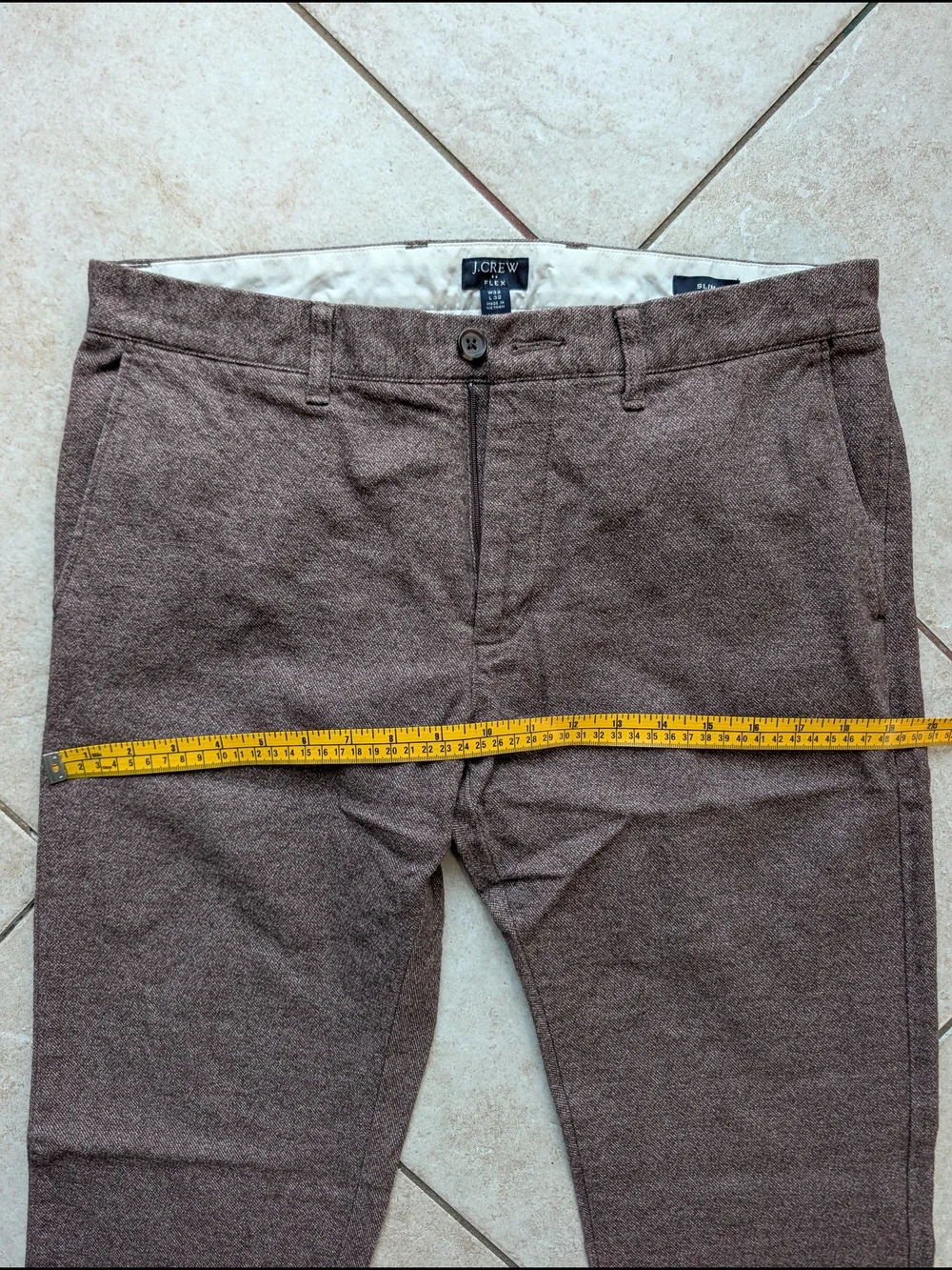 J.Crew Flex Slim Fit Pants Men's W32 L32 Heathered Brown Cotton Stretch